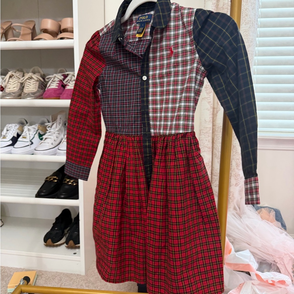Polo by Ralph Lauren Kids Patchwork Plaid Dress - Red, Black, and Navy
